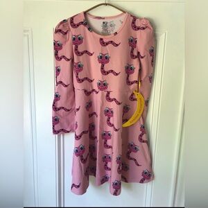 Girls' Pink Snake-Print Long Sleeve Skater Dress by Banana Valentine